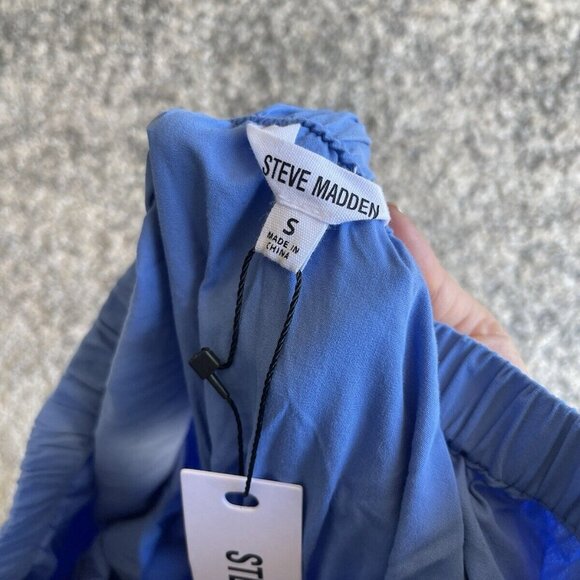 Steve Madden Leena Maxi Dress In Ultramarine Blue One Shoulder Small Ruffle - Picture 10 of 10